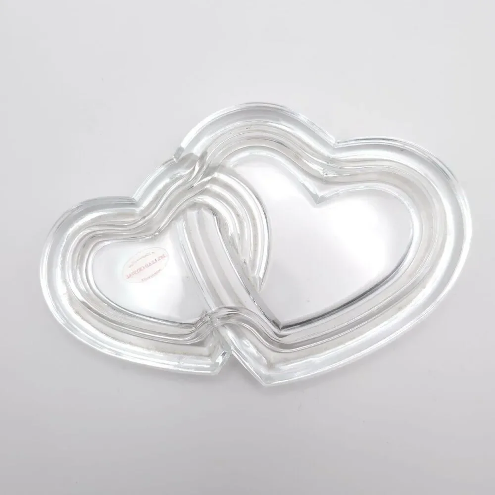 Vintage Teleflora Crystal Double Heart 24% LEAD CRYSTAL MADE IN FRANCE Just LID‎